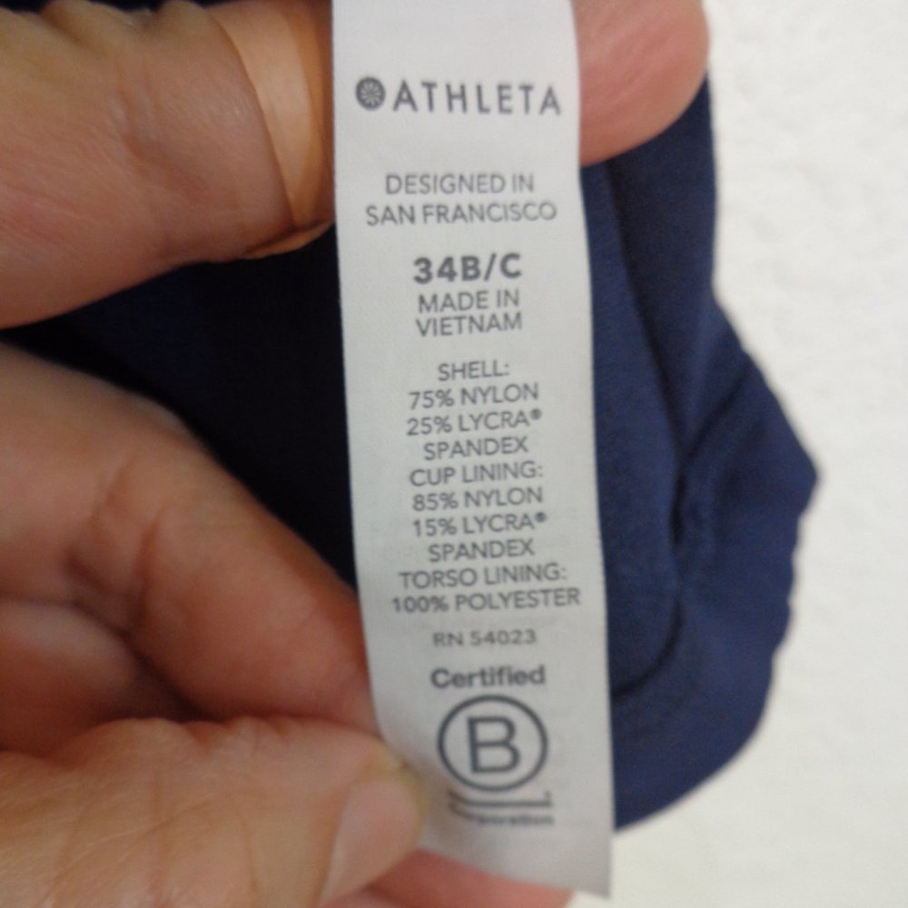 NWOT Athleta High Neck Maldives Tankini Swimsuit Top Dress Blue Navy sz 34B/C - Picture 7 of 7